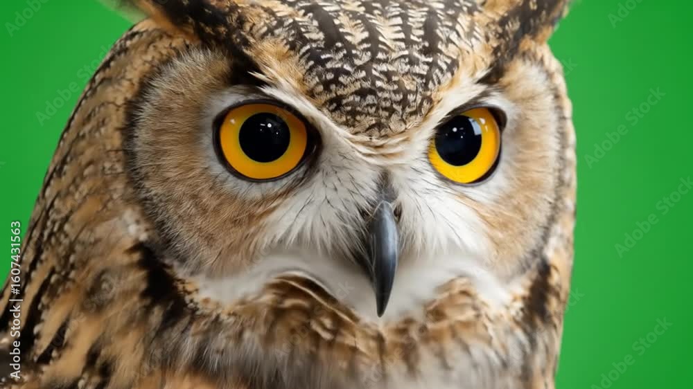 Close-up of an owl with bright orange eyes Close-up of an owl with bright orange eyes