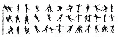 Wallpaper Mural Figure Skating Black Silhouettes Torontodigital.ca
