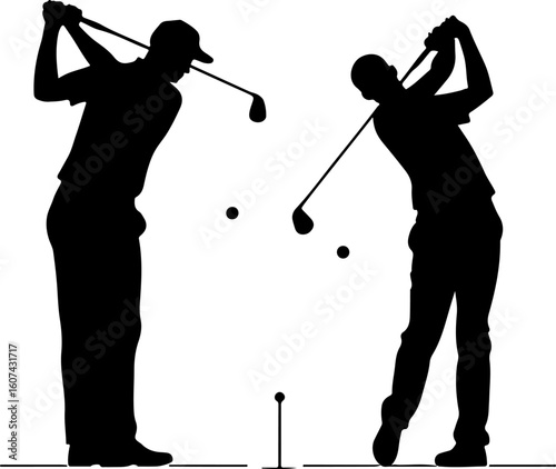 Golf Swing  man Sequence Silhouette vector graphics