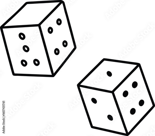 Pair of Dice Icon Gaming Doodle Art Vector