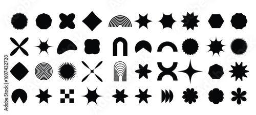 Abstract geometric shapes Bauhaus Memphis design, Brutal primitive forms. Vector illustration