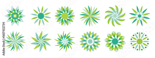 abstract flowers blue green