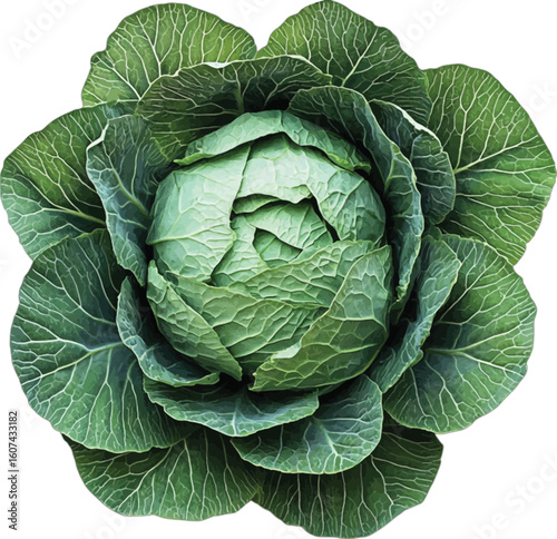 Fresh green cabbage layered leaves vegetable