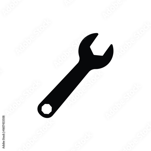 Black Spanner Silhouette with Open End and Octagonal Socket.