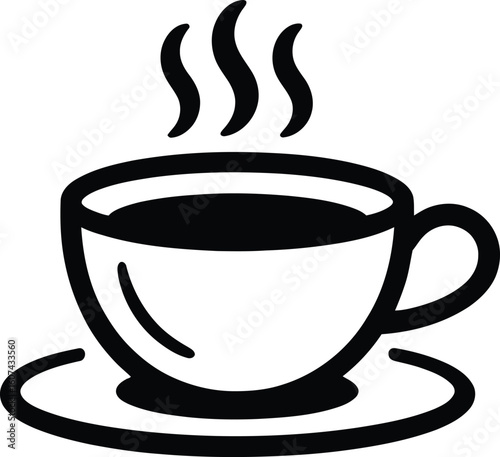 Simple hand drawn coffee cup silhouette with steam
