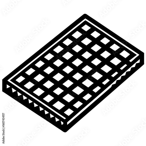 A golden brown waffle with a grid pattern