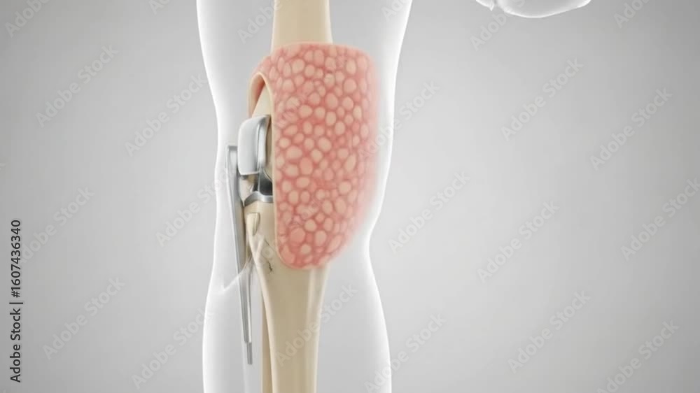 knee joint anatomy, 3D medical animation of human leg showing knee bone ...