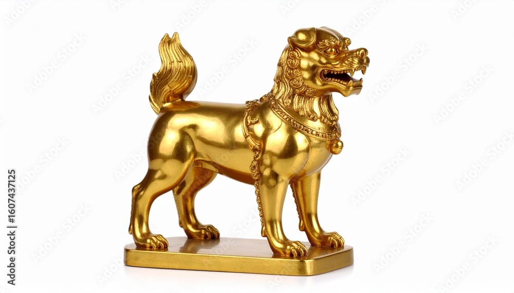 A golden dog statue standing on all fours with its tail curved upward—detailed with textured fur and lifelike musculature, symbolizing loyalty, elegance, and refined craftsmanship. A golden dog statue standing on all fours with its tail curved upward—detailed with textured fur and lifelike musculature, symbolizing loyalty, elegance, and refined craftsmanship.
