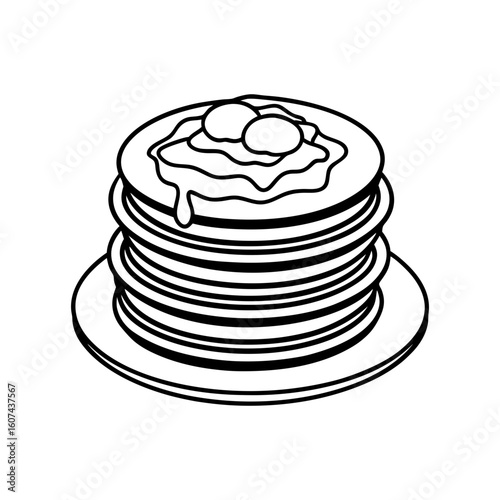 russian pancakes vector line art silhouette