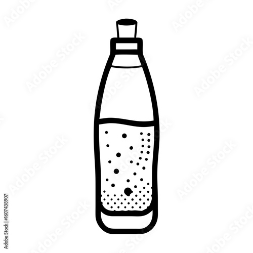 Soda stream bottle with carbonated water in minimalist style  