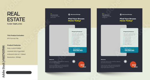 Clean, Modern and Professional Real Estate Flyer Design Template