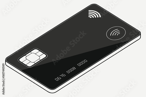sleek, minimalist, modern, metal, black, credit card, electronic payment device, digital wallet, minimalist design, high-tech, futuristic