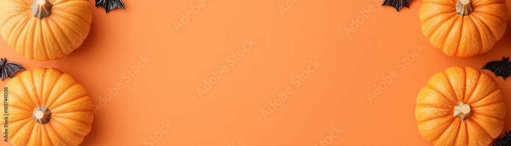 custom made wallpaper toronto digitalFestive Halloween Pumpkins and Bats on Bright Orange Background