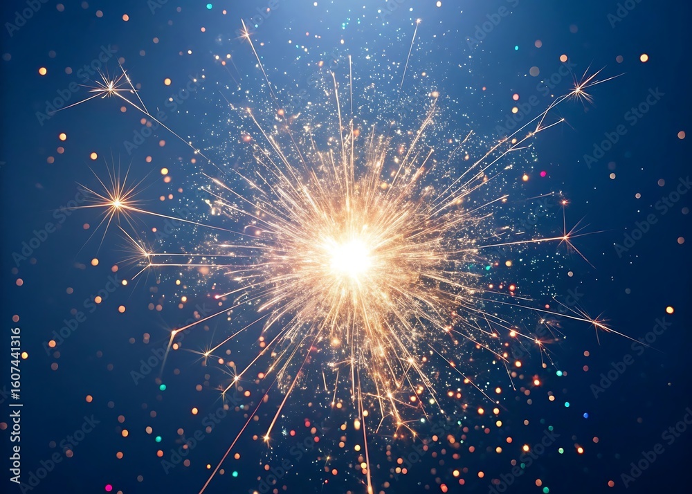 Fototapeta premium Brightly exploding sparkler creates dazzling burst of light and sparks