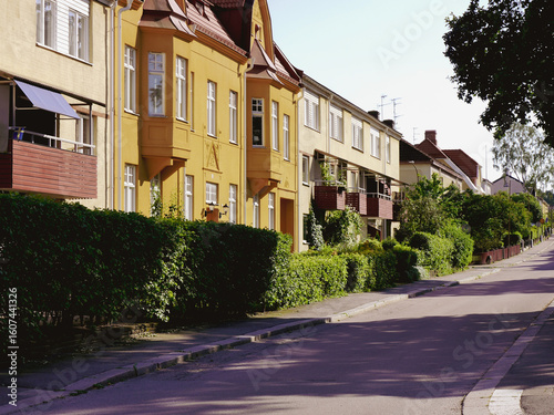 A road in front of buildings