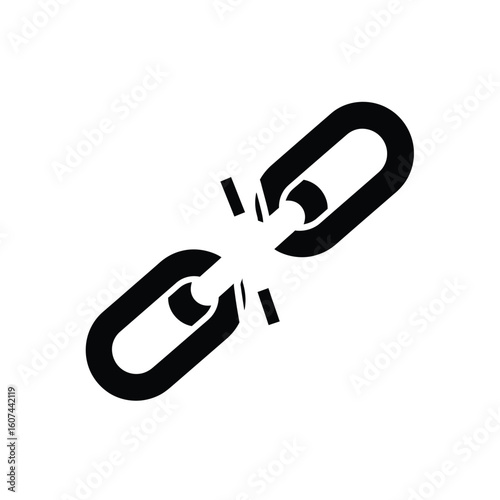 Broken Black Chain Link Symbol Illustrating Disconnection and Separation.