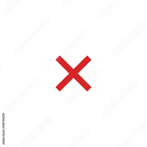 Bold Red X Mark Symbol on White Background Simple Graphic Design.