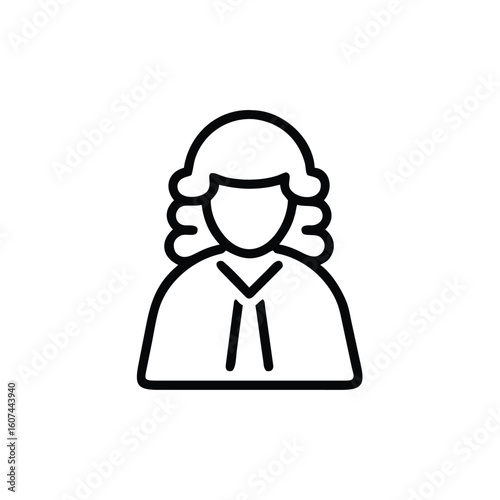 Minimalist outline icon a judge with wig robe legal