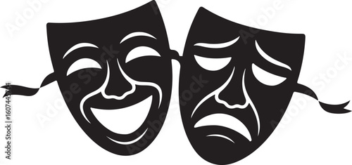Comedy and Tragedy Masks Vector Illustration on a Clear Background