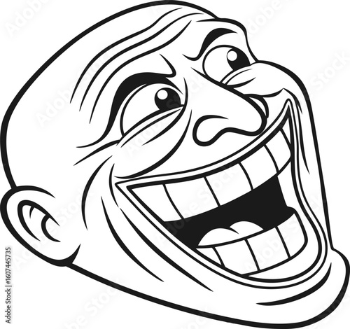 Laughing Trollface Character Design Icon or Logo for a Meme or Humor Project that Needs to Be Iconic