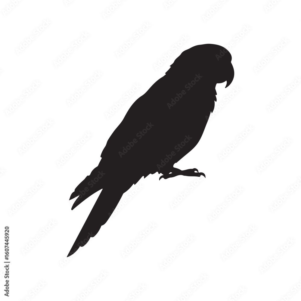 Obraz premium Green parrot silhouette vector flat illustration design on white background