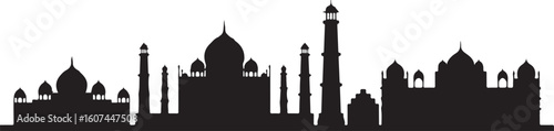 Silhouette of Agra Skyline Vector Illustration on a Clear Background