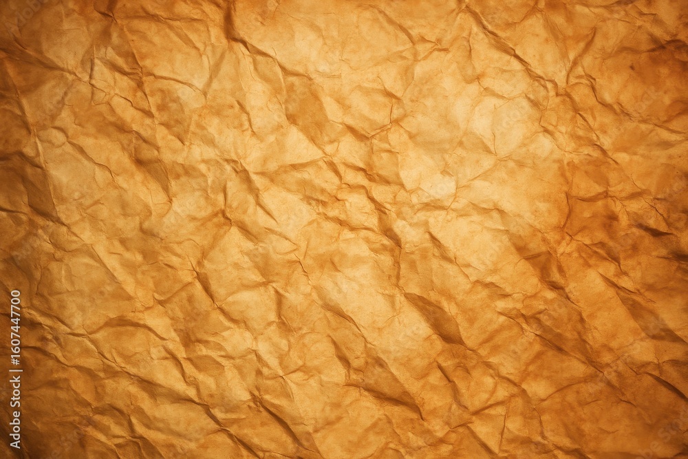 Fototapeta premium Crumpled Vintage Sheet with Warm Tones – Aged Paper Texture for Retro Design