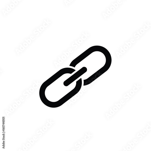 Simple Black Chain Link Icon Representing Connection and Unity.