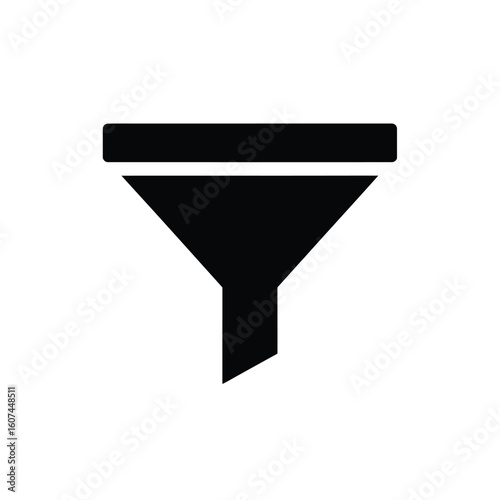 Simple Black Funnel Icon with White Line Detail.