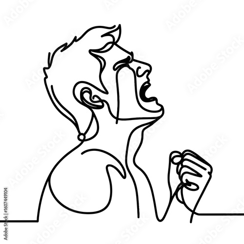 man singing with expression against transparent background