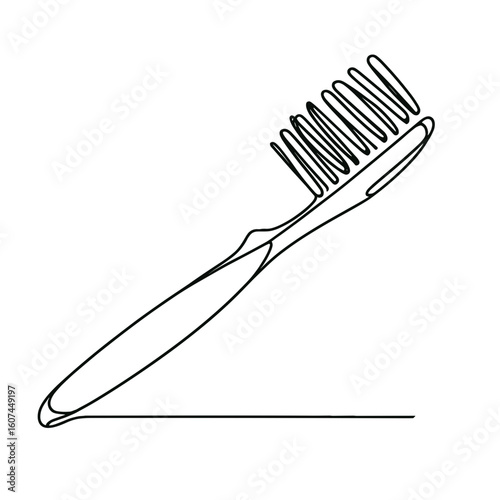 Toothbrush in line art showing oral hygiene