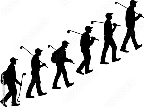 Golf Swing Sequence man  player, golf club, vector bundle