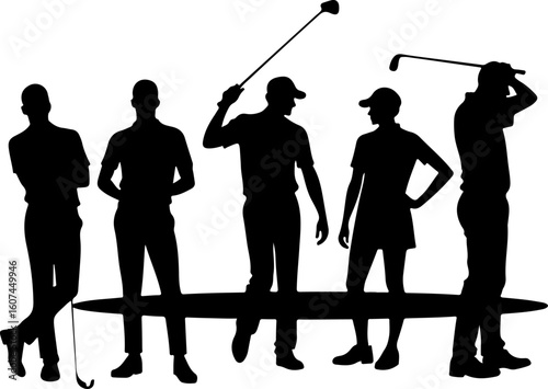 Golf Swing Sequence man  player, golf club, vector bundle