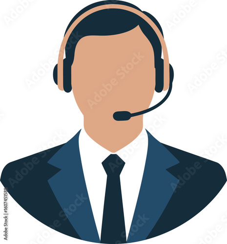 Professional man wearing a headset and suit for customer service