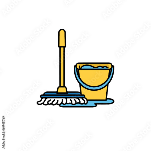 Cleaning mop with bucket set for floor maintenance and hygiene care at home