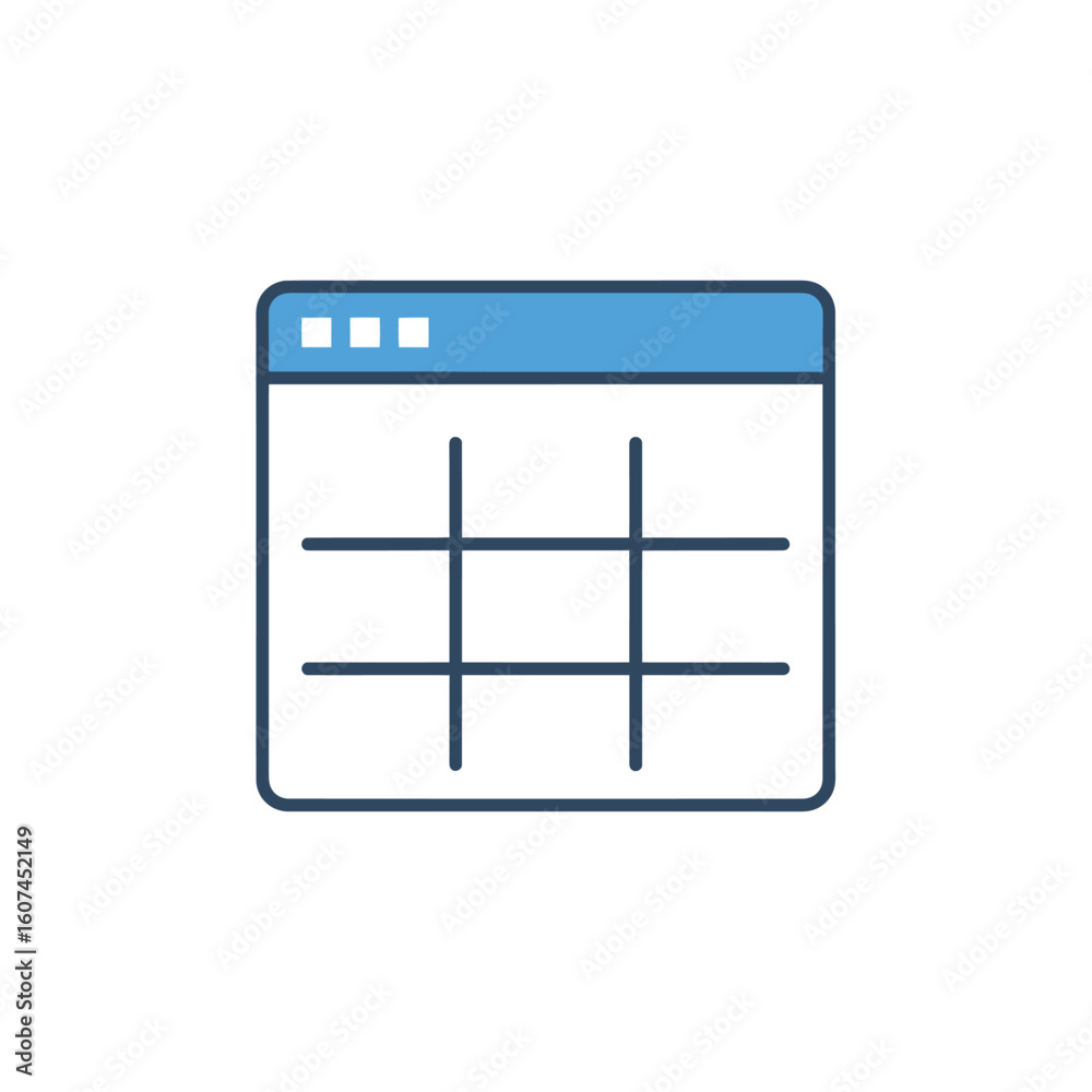 Simple Outline of a Web Browser Window with Grid Layout. Simple Outline of a Web Browser Window with Grid Layout.