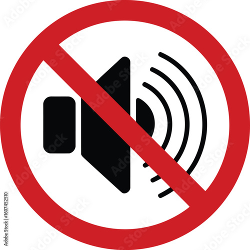 No sound symbol with speaker icon and red prohibition sign