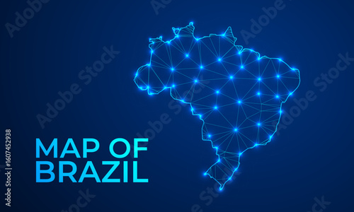 Brazil map in vibrant low poly style, modern geometric design perfect for creative projects.	