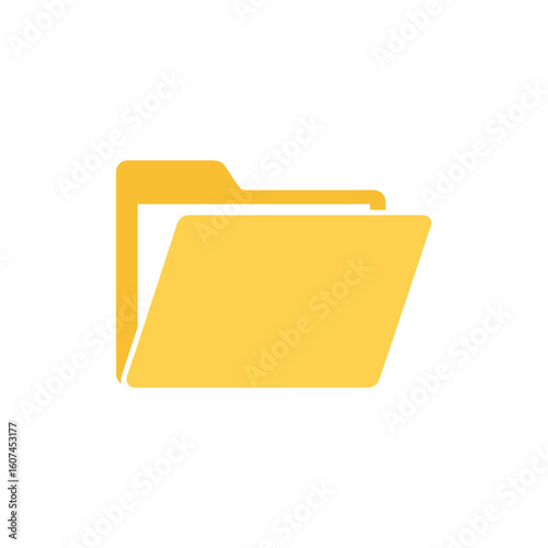 Simple Yellow Folder Icon with Rounded Corners and Open Design.