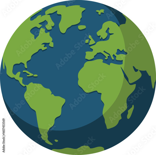 Stylized illustration of planet earth showing continents and oceans