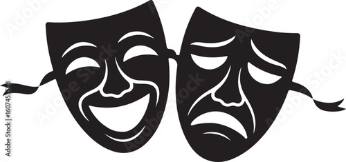 Comedy and Tragedy Masks Vector Illustration on a Clear Background