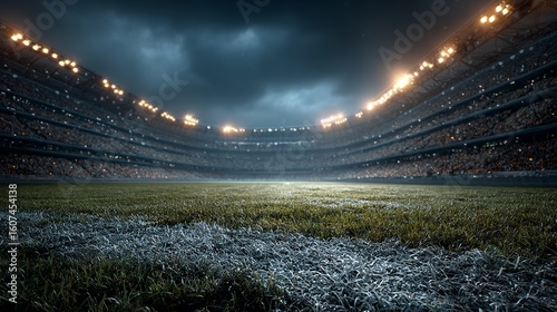 Immersive Soccer Arena Composition Under Luminous Floodlights – Digital Wellness Backdrop for Metaverse Sports Branding
