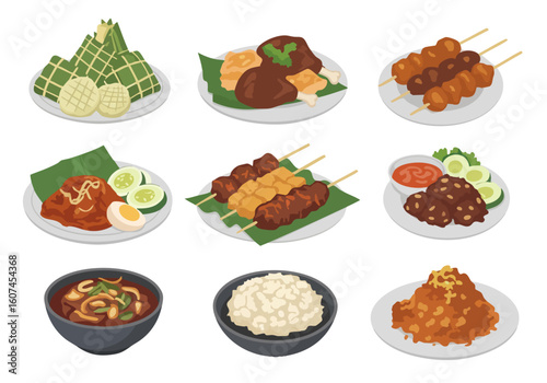 Flat Illustration Asian Indonesian Food Cuisine Culinary Traditional Dish