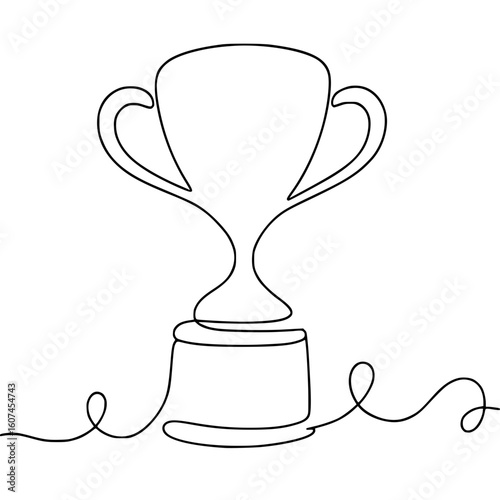 Continuous Line Art Illustration of a Trophy for Achievement and Success Concepts

