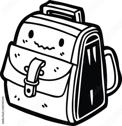 Haunted School Bag with Zombie Books Black and White Doodle