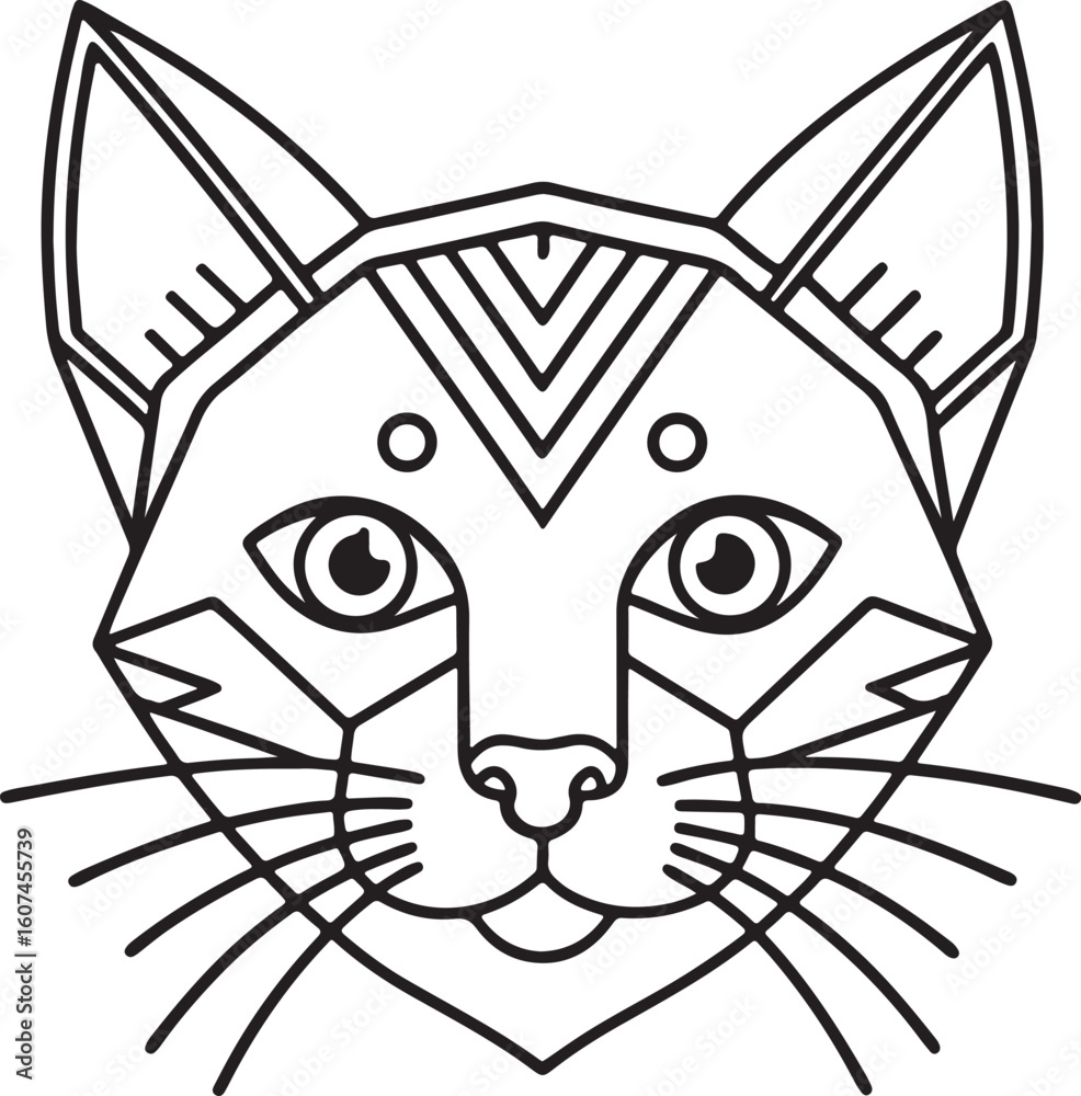 Fototapeta premium Simple flat design vector illustration of a cat s head in a bold graphic silhouette style suitable for banners and advertisements