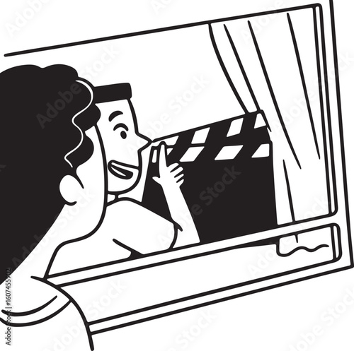 A person s head and shoulders viewed from the front looking directly at the camera depicted in a striking silhouette style