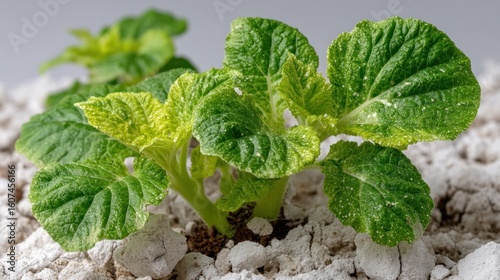 Vibrant Green Potato Plantlets Emerging from Soil