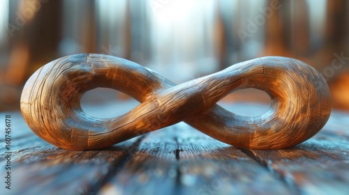 Wooden Infinity Symbol on Rustic Table