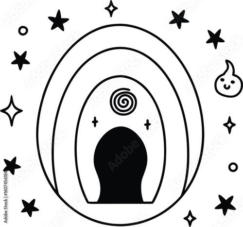 Magic Portal with Halloween Icons Swirling